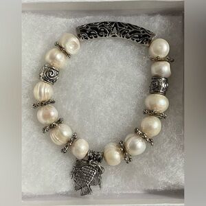 𝅺🎁💝 Real pearl bracelet with fish charm - will also wrap for extra $5